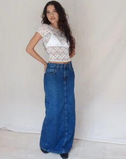 Motel Rocks Maxi Skirts-LOW RISE MAXI SKIRT MID BLUE USED MidBlueUsed
