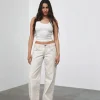 Motel Rocks Jeans | Straight Leg Jeans-Low Rise Parallel Jeans in Off White OffWhite