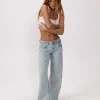 Motel Rocks Low Rise Pants | Jeans-Low Rise Parallel Jeans in 80s Light Blue Wash 80sLightBlueWash