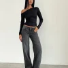Motel Rocks Low Rise Pants | Jeans-Low Rise Parallel Jeans in Washed Black Grey WashedBlackGrey