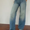 Motel Rocks Low Rise Pants | Jeans-Low Rise Parallel Jeans in Sea Green seagreen