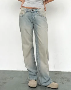 Motel Rocks Low Rise Pants | Jeans-Low Rise Parallel Jeans in Sand Bleach Extreme sandbleachextreme