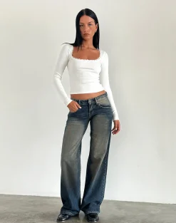 Motel Rocks Low Rise Pants | Jeans-Low Rise Parallel Jeans in Amber Wash Amberwash