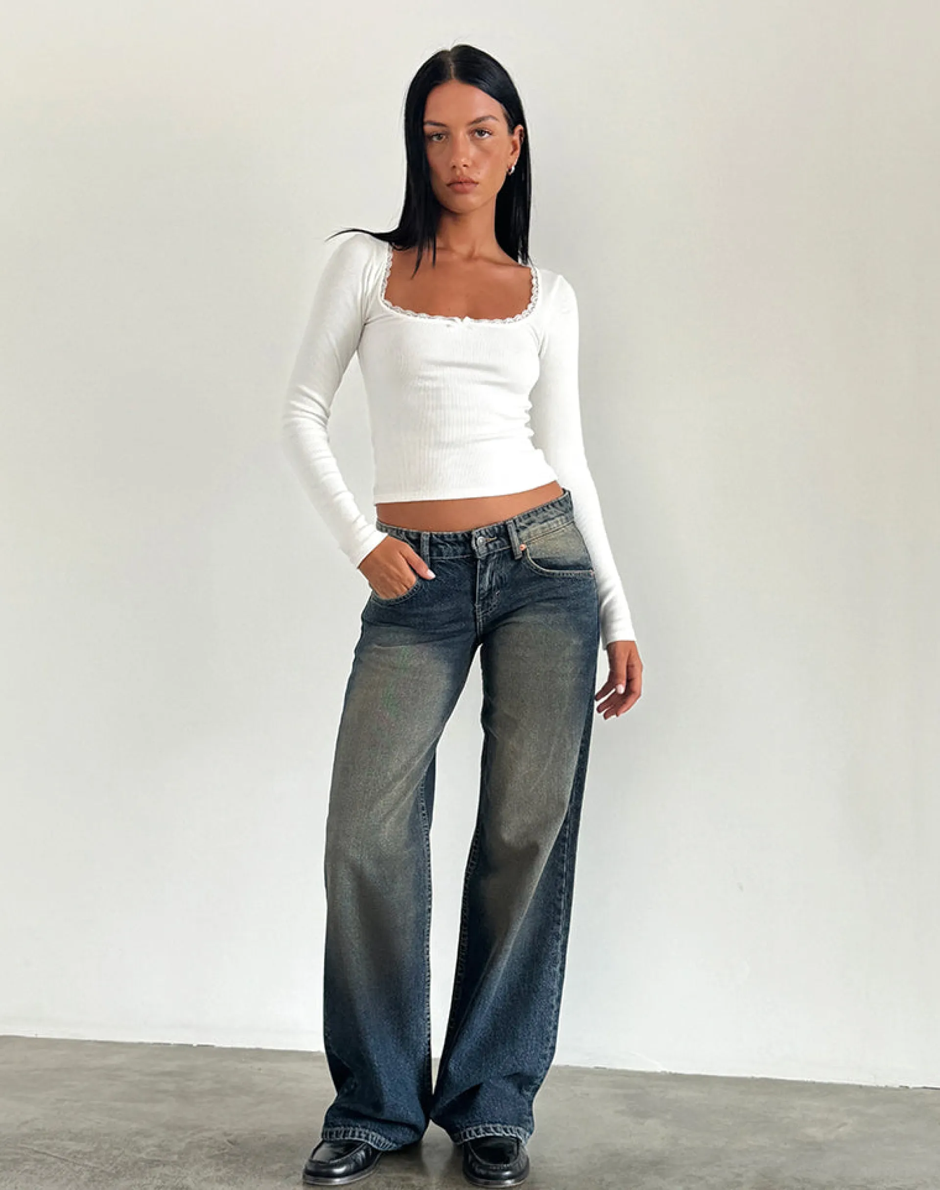 Motel Rocks Low Rise Pants | Jeans-Low Rise Parallel Jeans in Amber Wash Amberwash