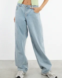 Motel Rocks Low Rise Pants-Low Rise Parallel Jeans in Extra Light Wash Blue