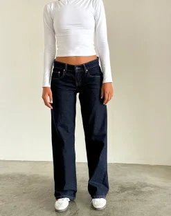 Motel Rocks Basics | Low Rise Pants-Low Rise Parallel Jeans in Indigo