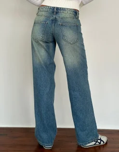 Motel Rocks Low Rise Pants | Jeans-Low Rise Parallel Jeans in Sea Green seagreen