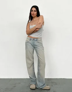 Motel Rocks Low Rise Pants | Jeans-Low Rise Parallel Jeans in Sand Bleach Extreme sandbleachextreme
