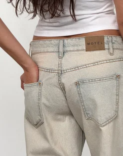Motel Rocks Jeans | Straight Leg Jeans-Low Rise Parallel Jeans In Arctic Blue ArcticBlue