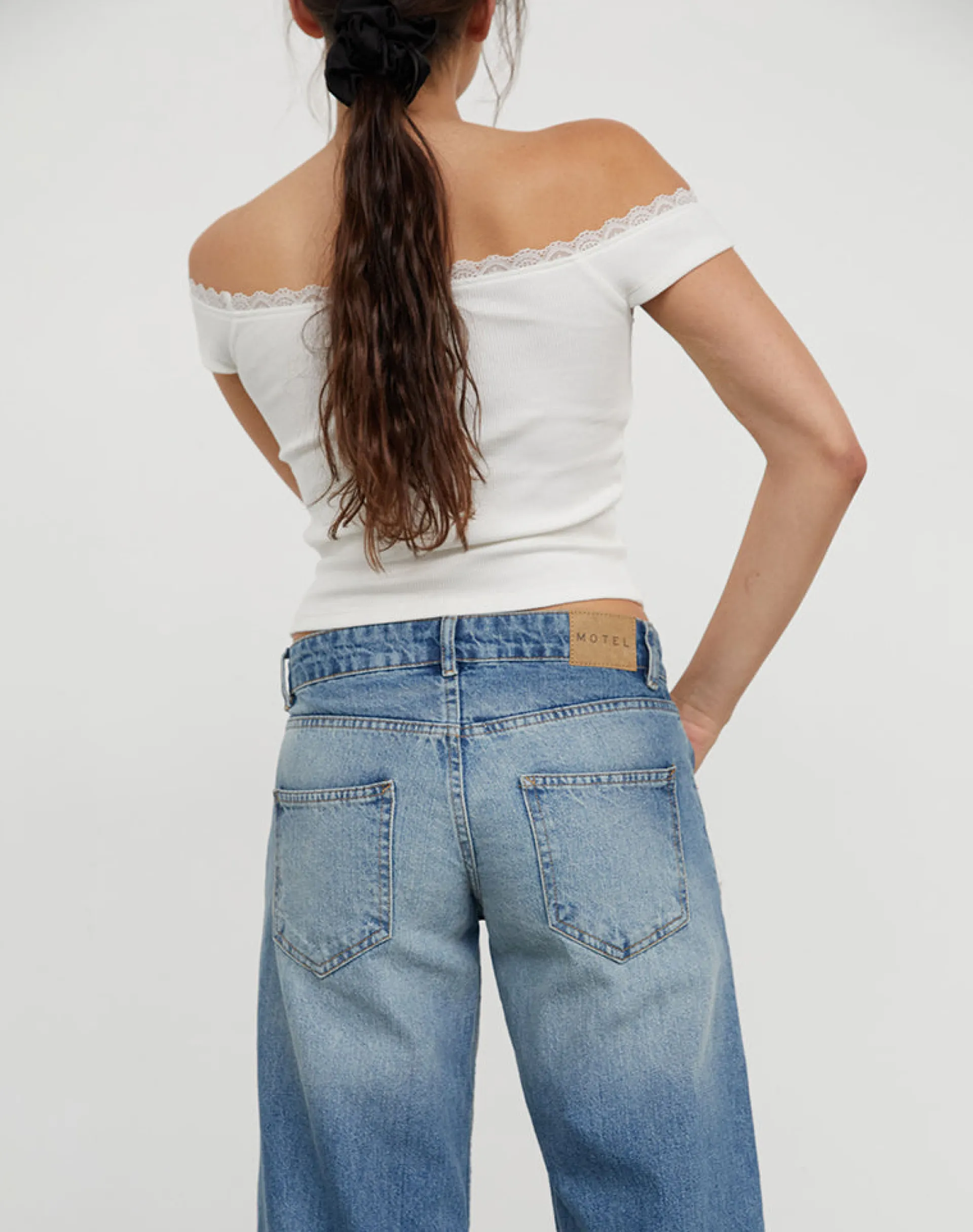 Motel Rocks Jeans | Straight Leg Jeans-Low Rise Parallel Jeans in Powder Blue PowderBlue