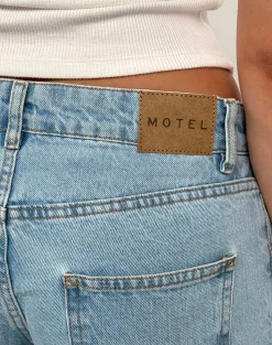 Motel Rocks Low Rise Pants | Straight Leg Jeans-Low Rise Parallel Jeans in Light Wash Blue LightWashBlue