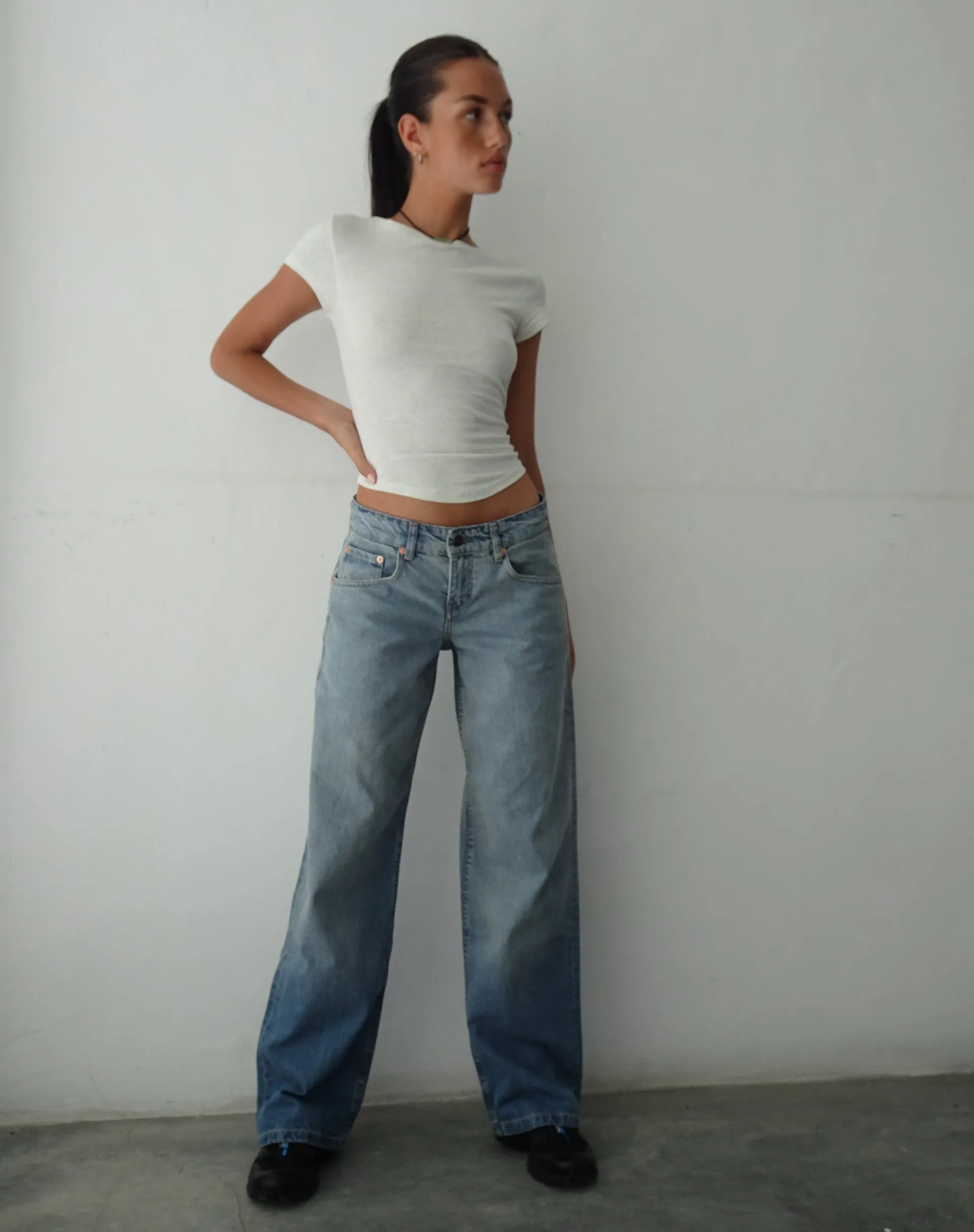 Motel Rocks Low Rise Pants | Jeans-Low Rise Parallel Jeans in Vintage Bleach vintagebleach