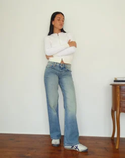 Motel Rocks Low Rise Pants | Jeans-Low Rise Parallel Jeans in Sea Green seagreen