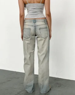 Motel Rocks Low Rise Pants | Jeans-Low Rise Parallel Jeans in Sand Bleach Extreme sandbleachextreme