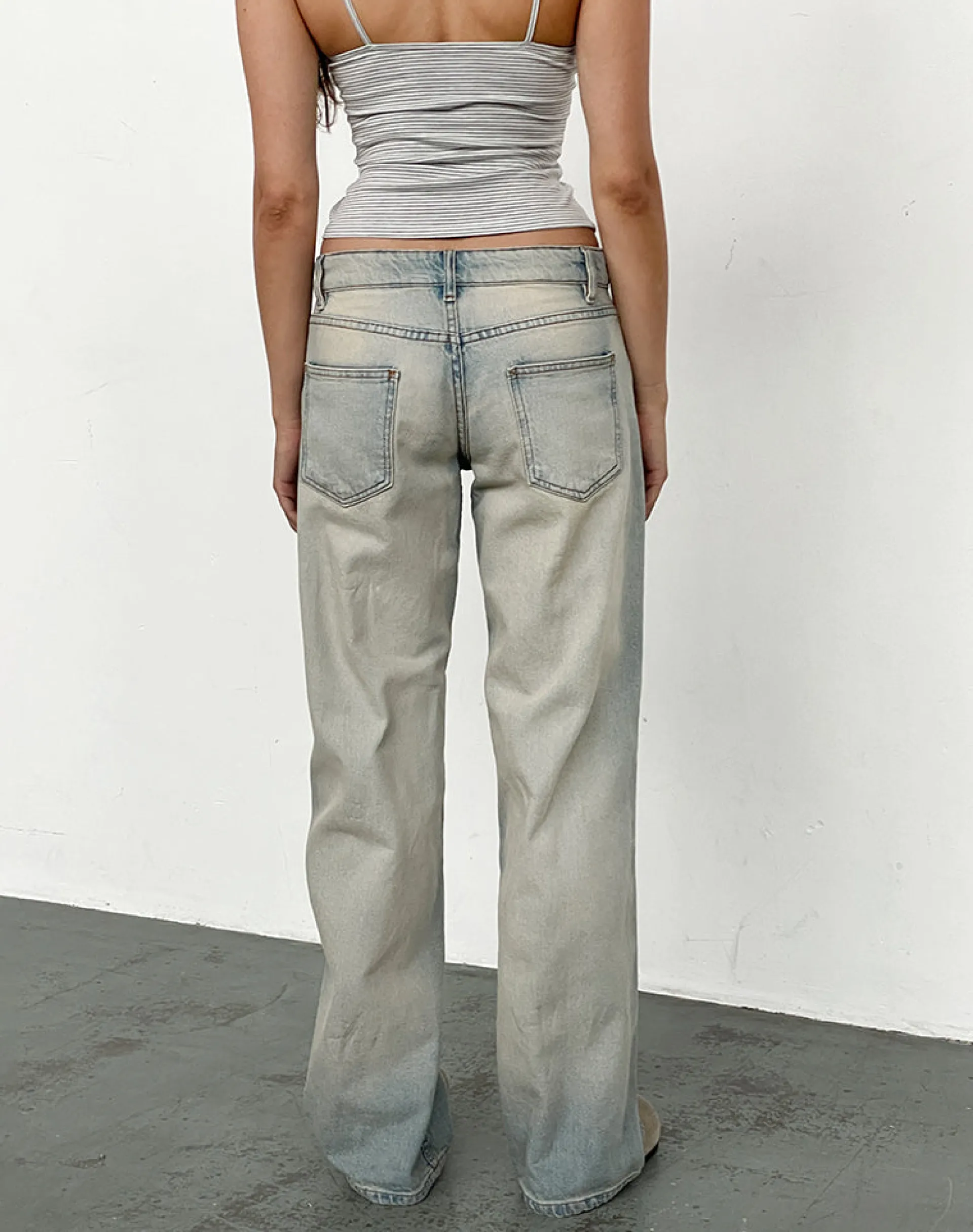 Motel Rocks Low Rise Pants | Jeans-Low Rise Parallel Jeans in Sand Bleach Extreme sandbleachextreme