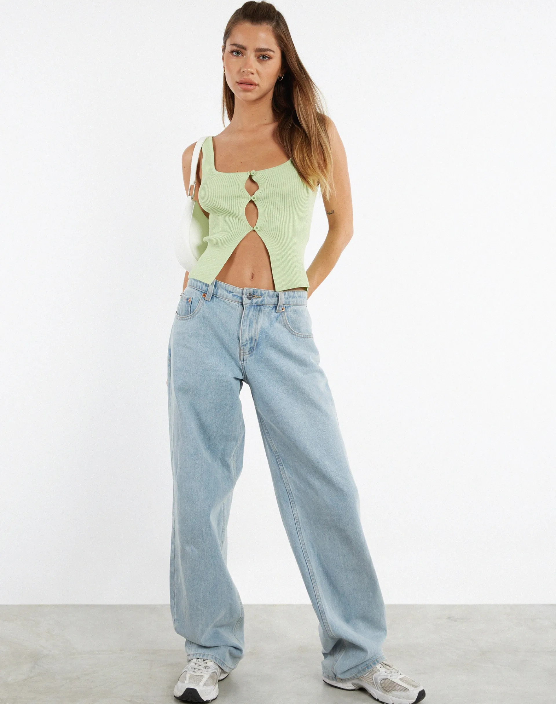 Motel Rocks Low Rise Pants-Low Rise Parallel Jeans in Extra Light Wash Blue