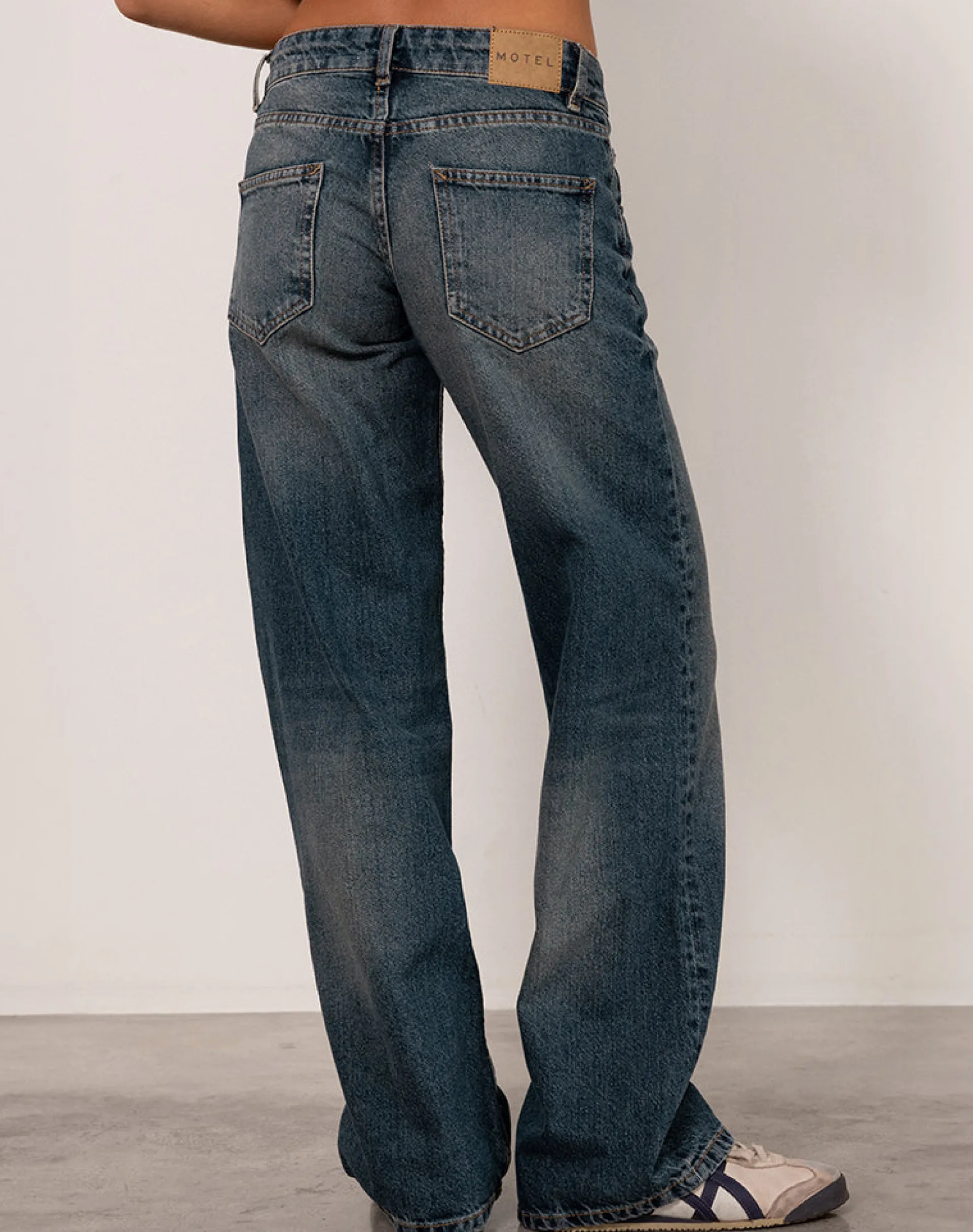 Motel Rocks Jeans | Parallel Jeans-Low Rise Parallel Jeans in Steel Blue steelblue