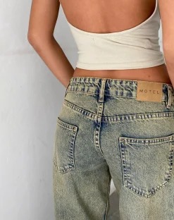 Motel Rocks Jeans | Low Rise Pants-Low Rise Parallel Jeans in Sandy Blue Acid sandyblueacid