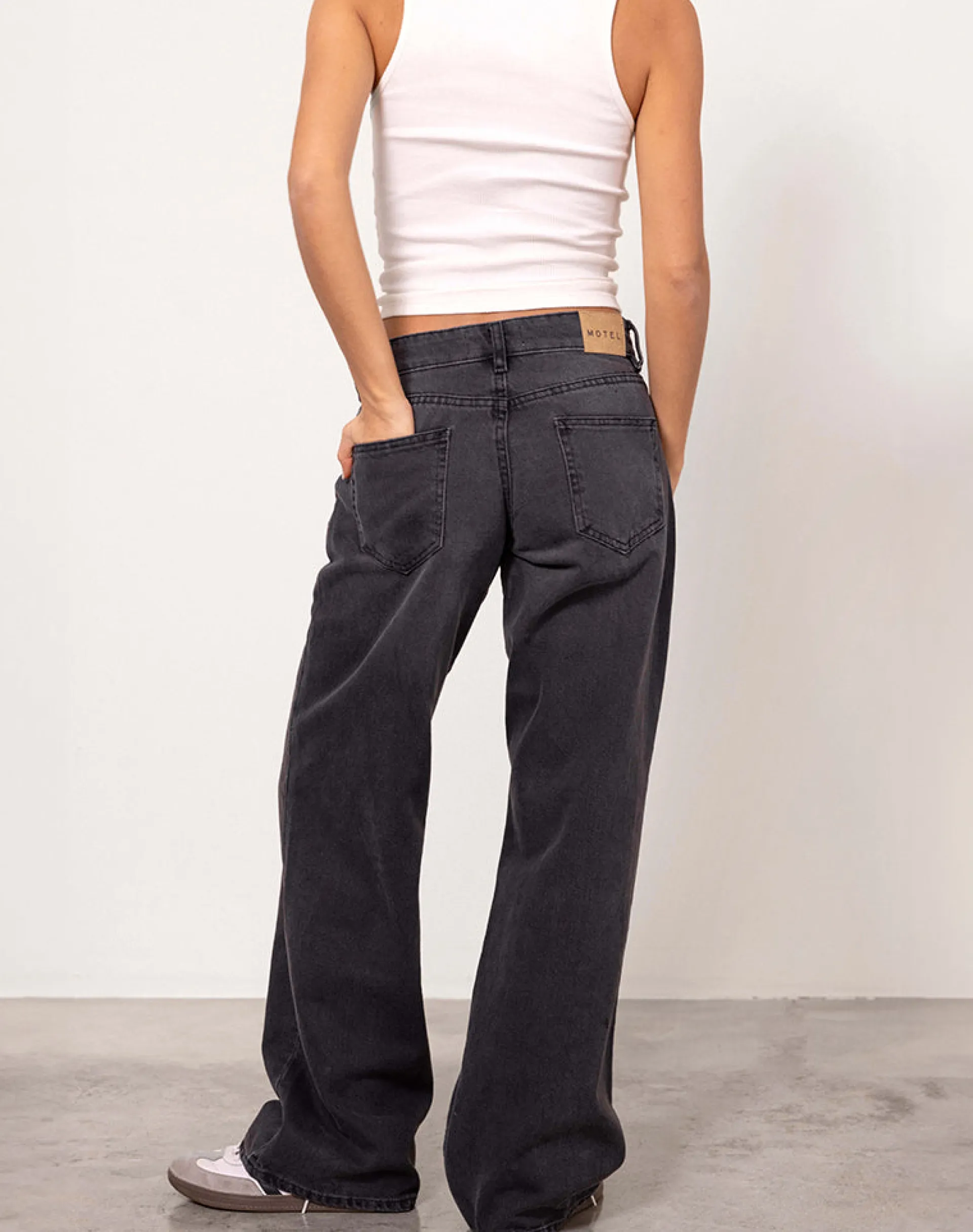Motel Rocks Low Rise Pants | Jeans-Low Rise Parallel Jeans in Vintage Black VintageBlack
