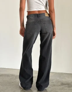 Motel Rocks Low Rise Pants | Jeans-Low Rise Parallel Jeans in Grey Used Bleach Greyusedbleach