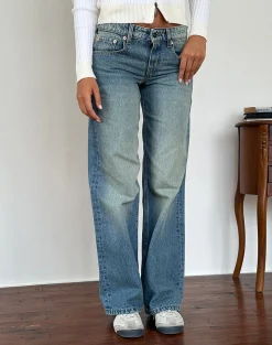 Motel Rocks Low Rise Pants | Jeans-Low Rise Parallel Jeans in Sea Green seagreen