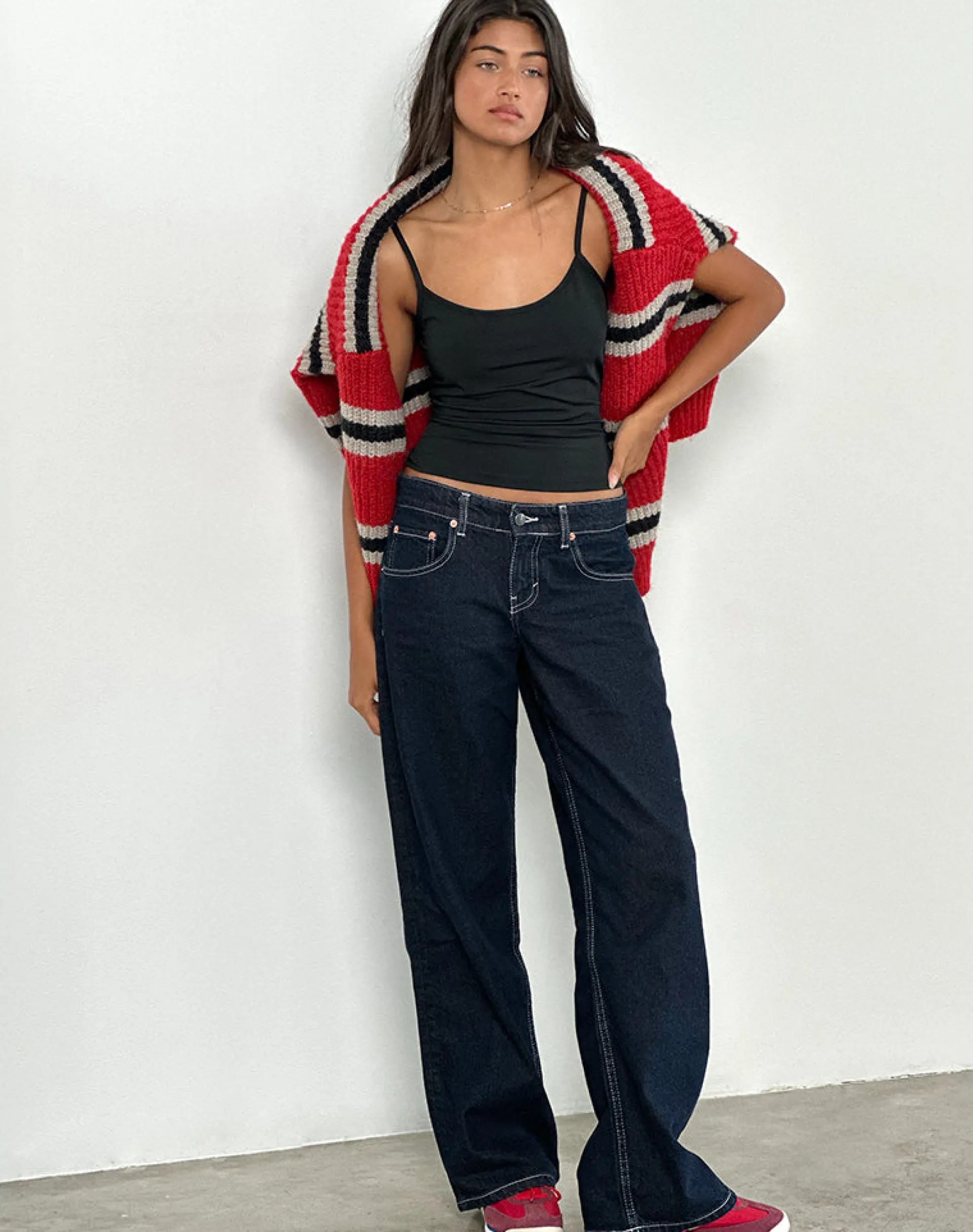 Motel Rocks Low Rise Pants | Jeans-Low Rise Parallel Jeans in Indigo with Contrast Stitch IndigowithContrastStitch