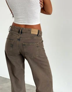 Motel Rocks Low Rise Pants | Jeans-Low Rise Parallel Jeans in Dark Sand darksand