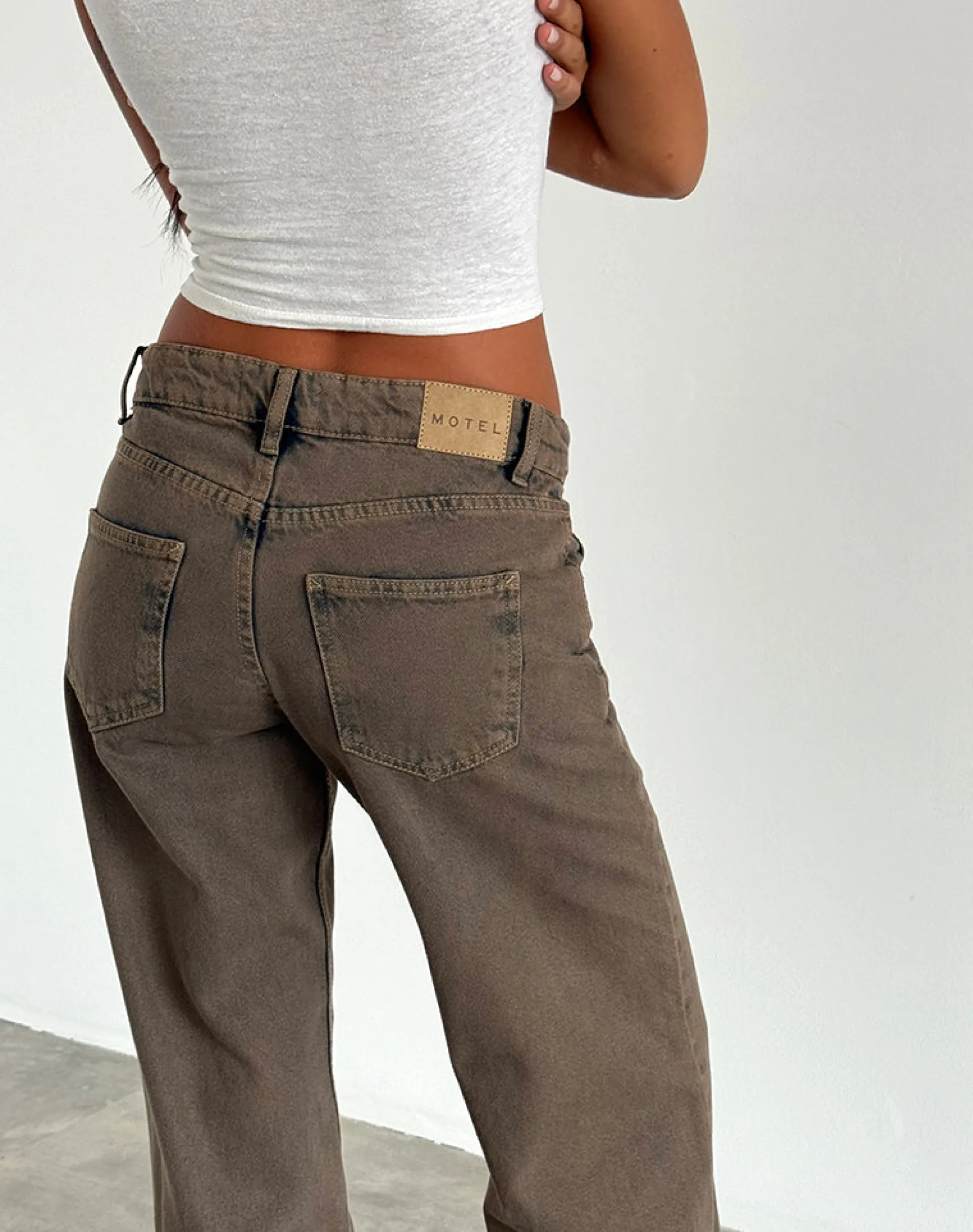 Motel Rocks Low Rise Pants | Jeans-Low Rise Parallel Jeans in Dark Sand darksand