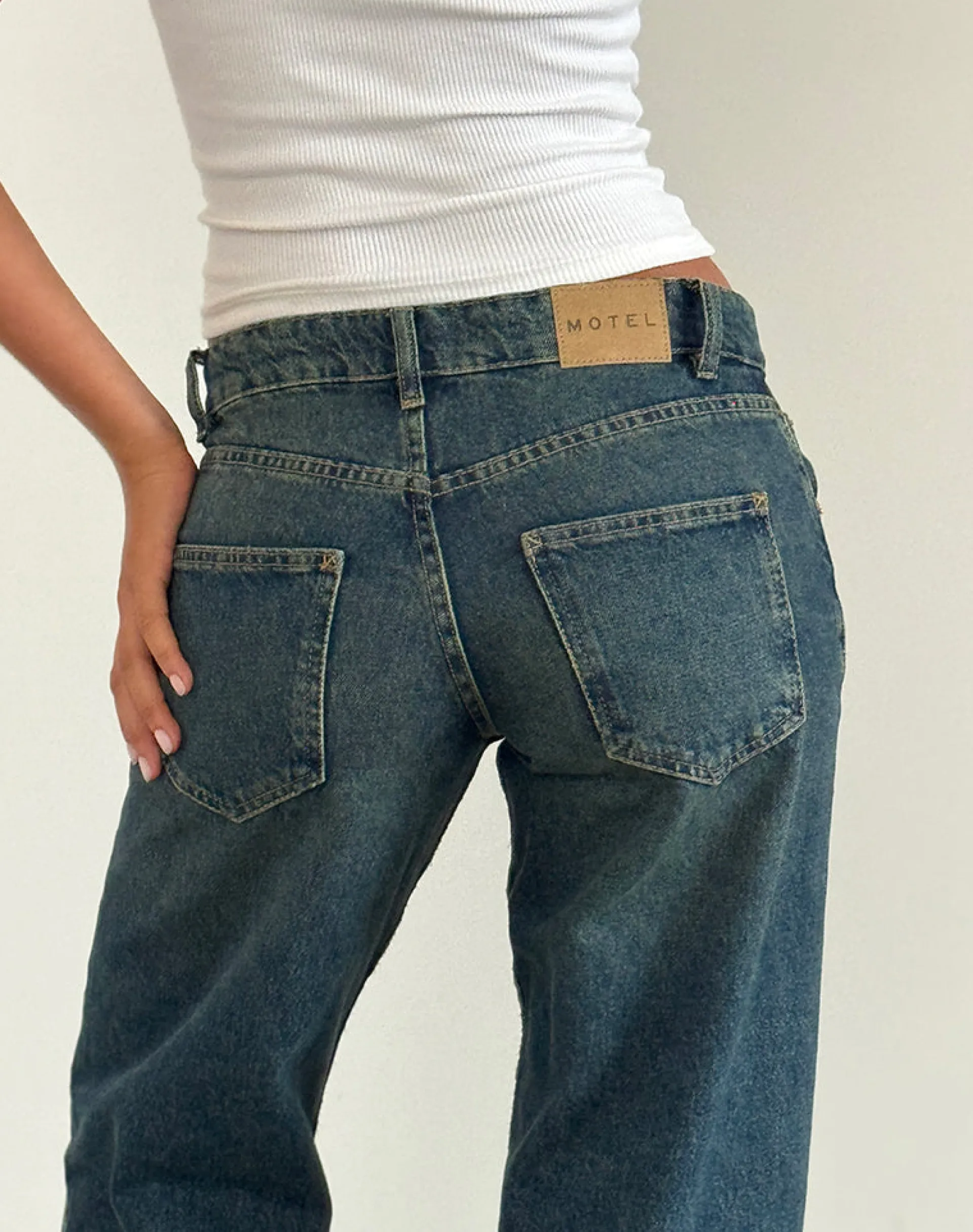 Motel Rocks Low Rise Pants | Jeans-Low Rise Parallel Jeans in Bright Blue brightblue