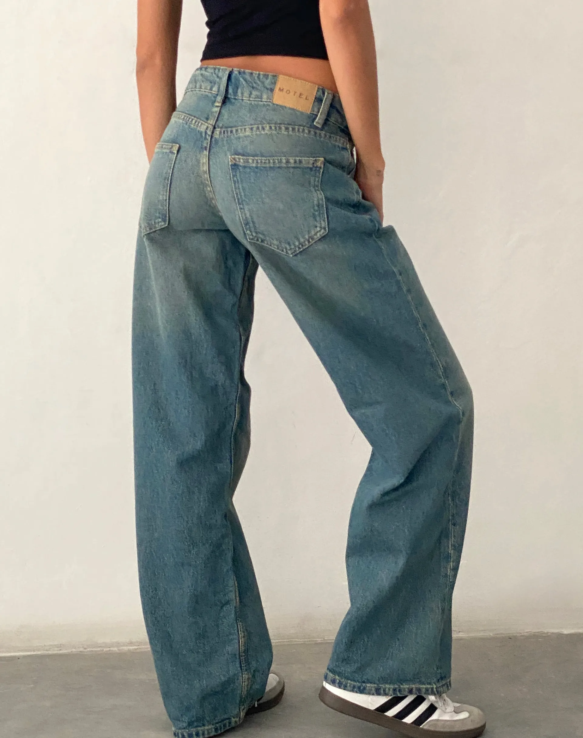 Motel Rocks Low Rise Pants | Jeans-Low Rise Parallel Jeans in Vintage Blue Green VintageBlueGreen