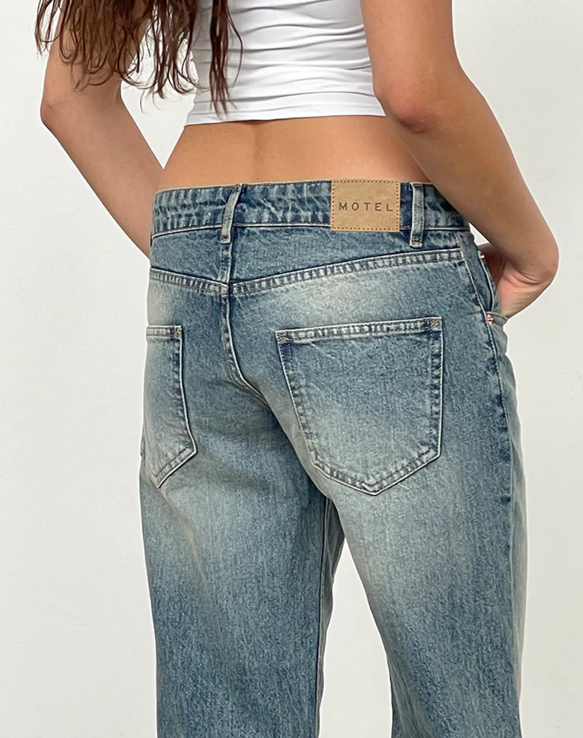 Motel Rocks Jeans | Straight Leg Jeans-Low Rise Parallel Jeans In Dirty Blue DirtyBlue