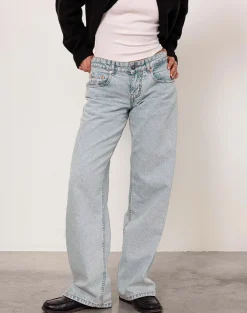Motel Rocks Low Rise Pants | Jeans-Low Rise Parallel Jeans in 80s Light Blue Wash 80sLightBlueWash