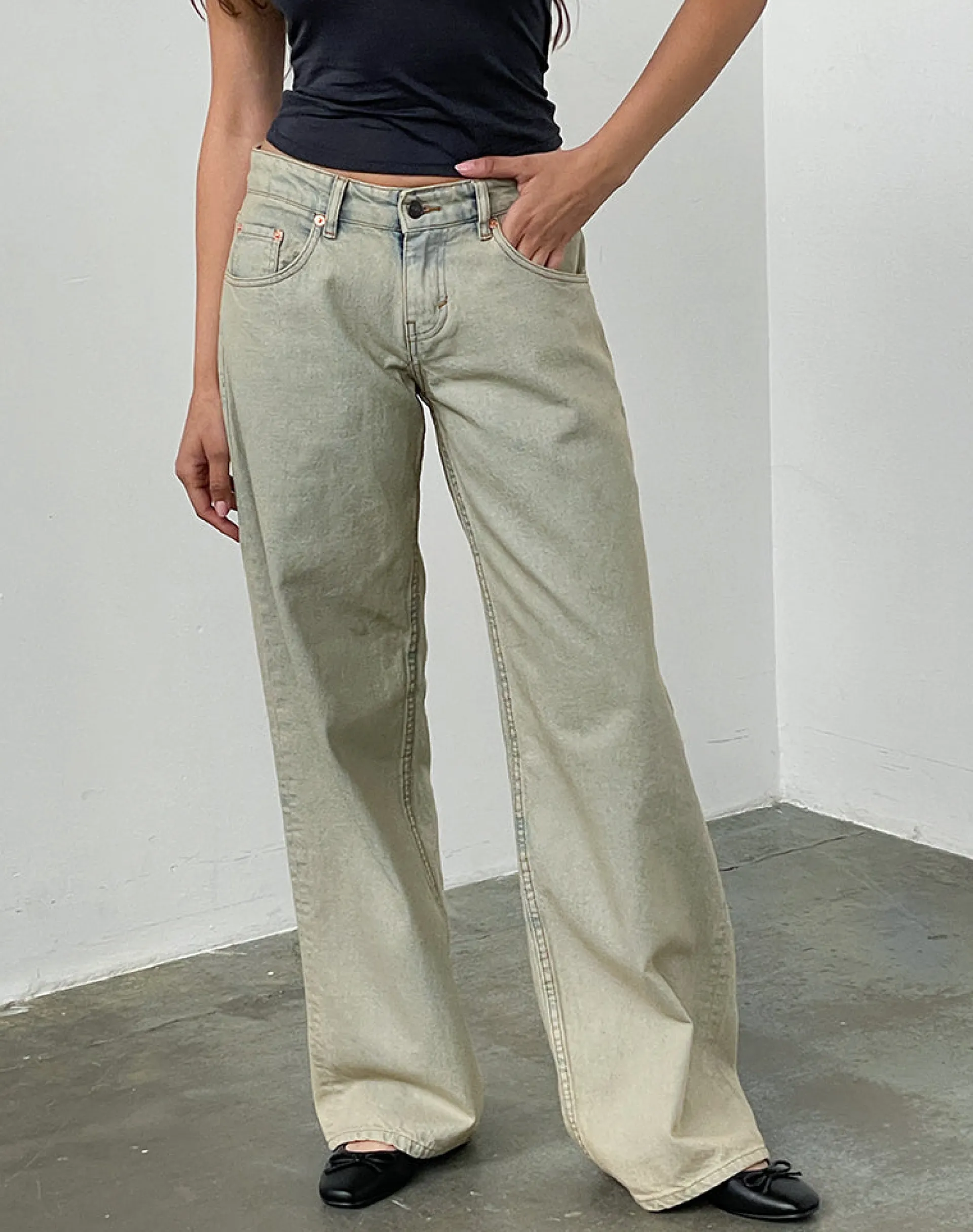 Motel Rocks Low Rise Pants | Jeans-Low Rise Roomy Jeans in Desert Sand Wash desertsandwash