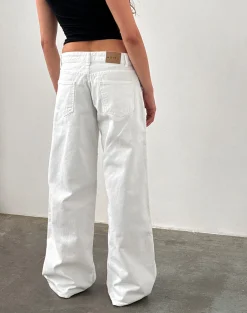 Motel Rocks Jeans | Roomy Jeans-Low Rise Roomy Jeans in True White truewhite