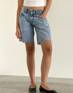 Motel Rocks Jorts-Low Rise Roomy Shorts in Vintage Blue Wash VintageBlueWash