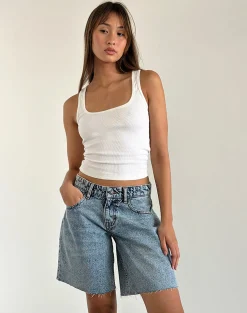 Motel Rocks Jorts-Low Rise Roomy Shorts in Vintage Blue Wash VintageBlueWash