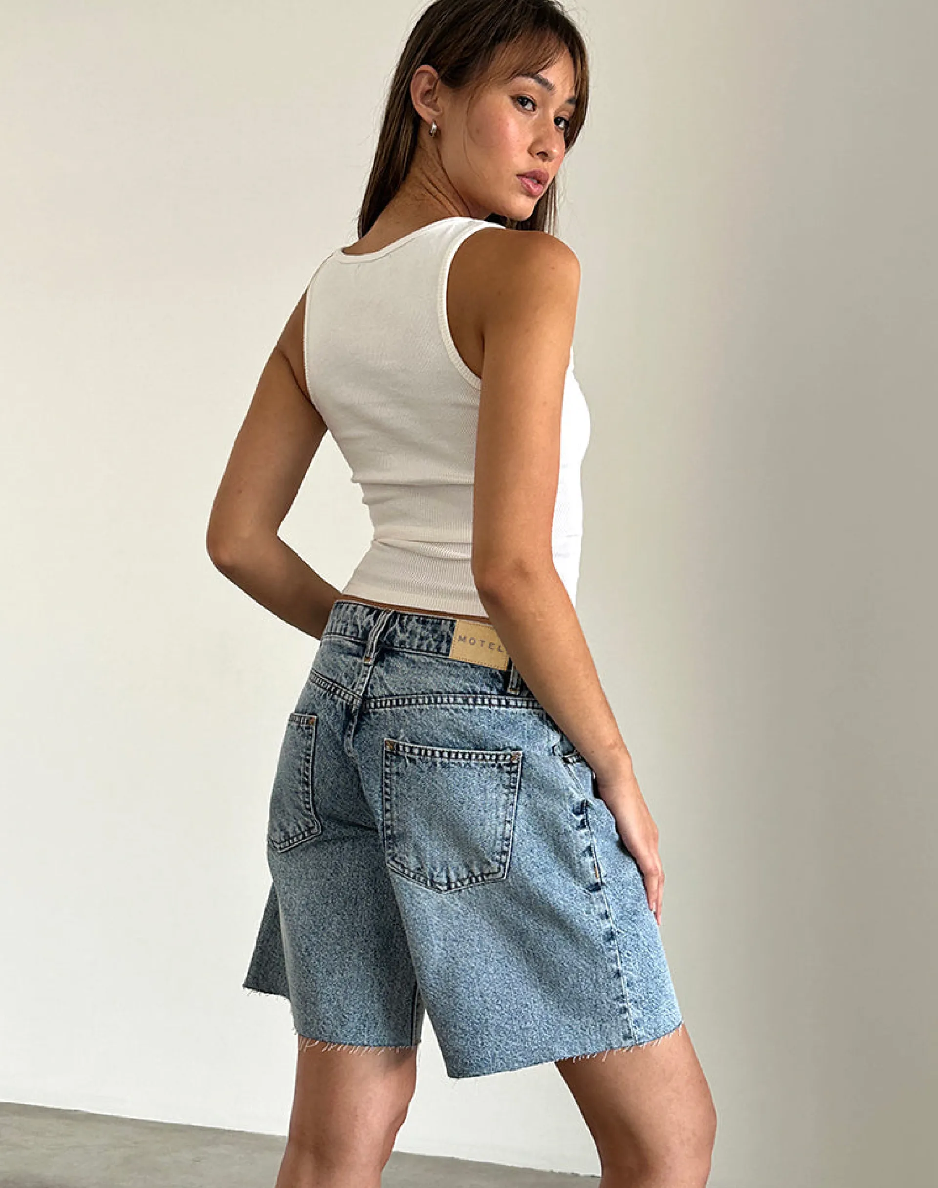 Motel Rocks Jorts-Low Rise Roomy Shorts in Vintage Blue Wash VintageBlueWash