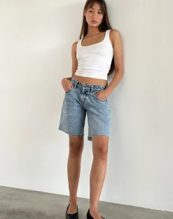 Motel Rocks Jorts-Low Rise Roomy Shorts in Vintage Blue Wash VintageBlueWash