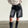 Motel Rocks Jorts-Low Rise Skater Short in Extreme Black ExtremeBlack