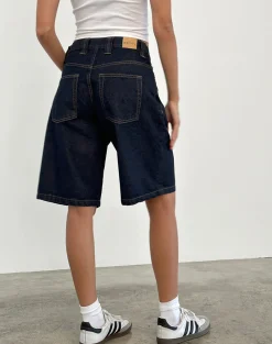 Motel Rocks Jorts-Low Rise Skater Short in Indigo