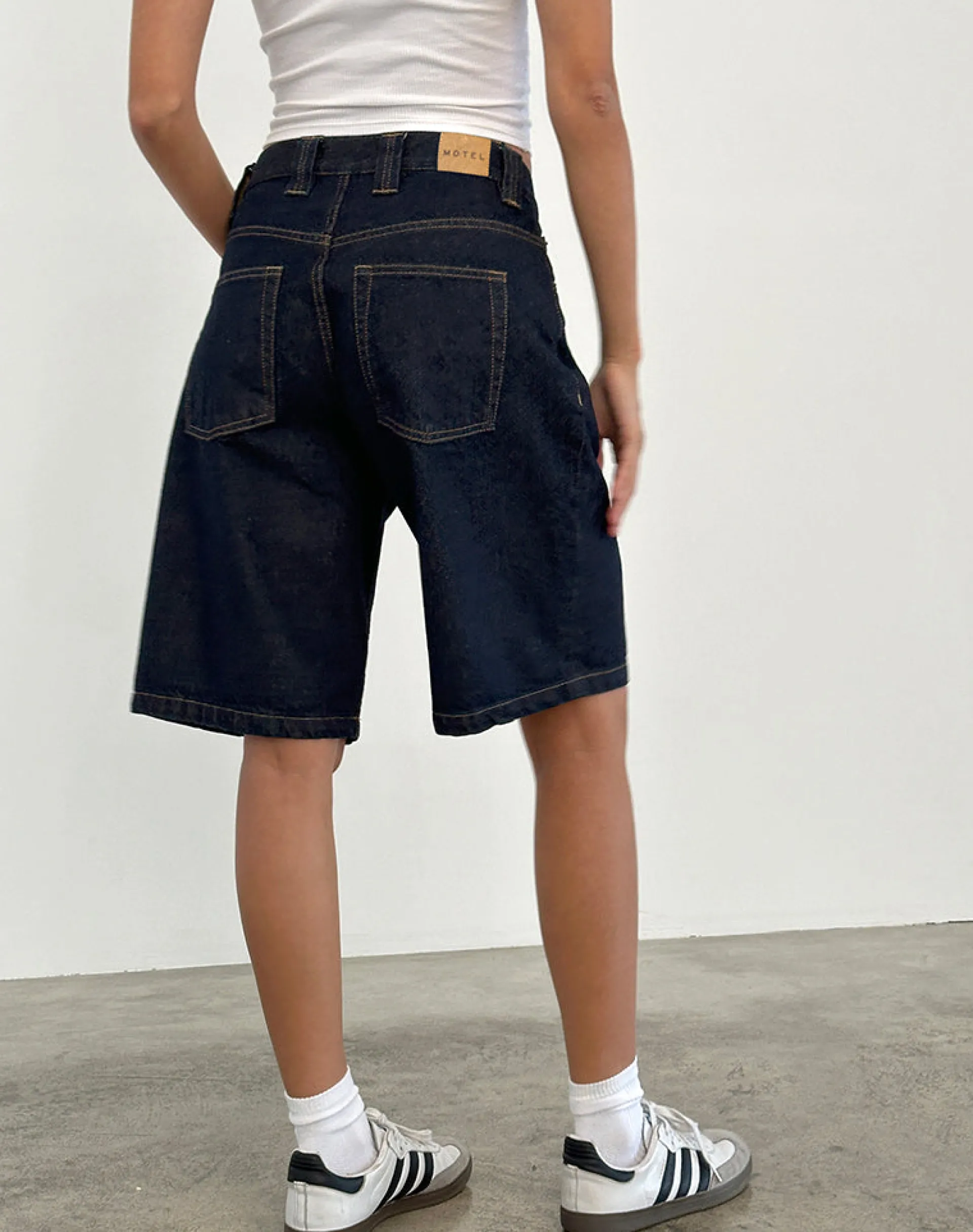 Motel Rocks Jorts-Low Rise Skater Short in Indigo