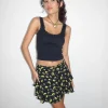 Motel Rocks Mini Skirts-Lowisa Frill Mini Skirt in Buttercup Black Yellow ButtercupBlackYellow
