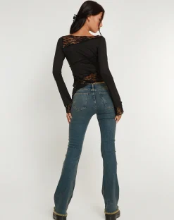 Motel Rocks Long Sleeve Tops | Lace Tops-Lucca Long Sleeve Top in Lace Black LaceBlack