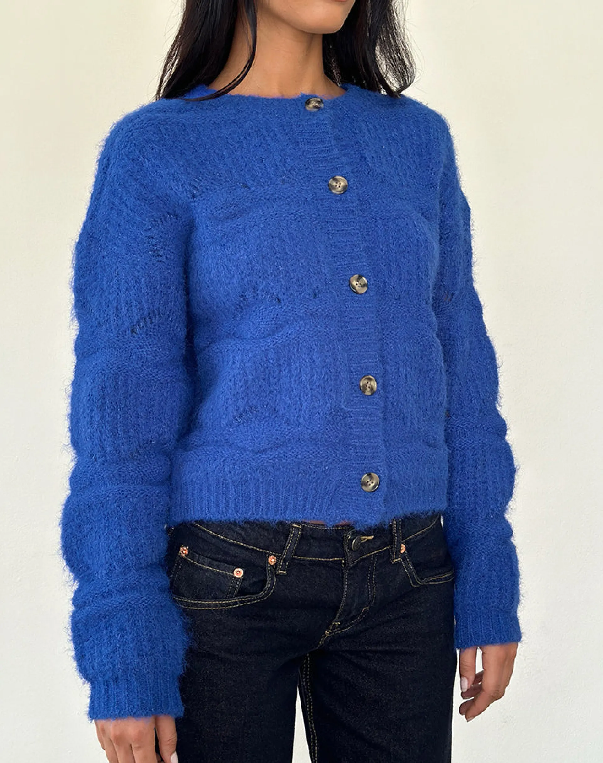Motel Rocks Cardigans-Luciana Cardigan in Cobalt Blue CobaltBlue