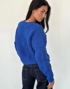 Motel Rocks Cardigans-Luciana Cardigan in Cobalt Blue CobaltBlue