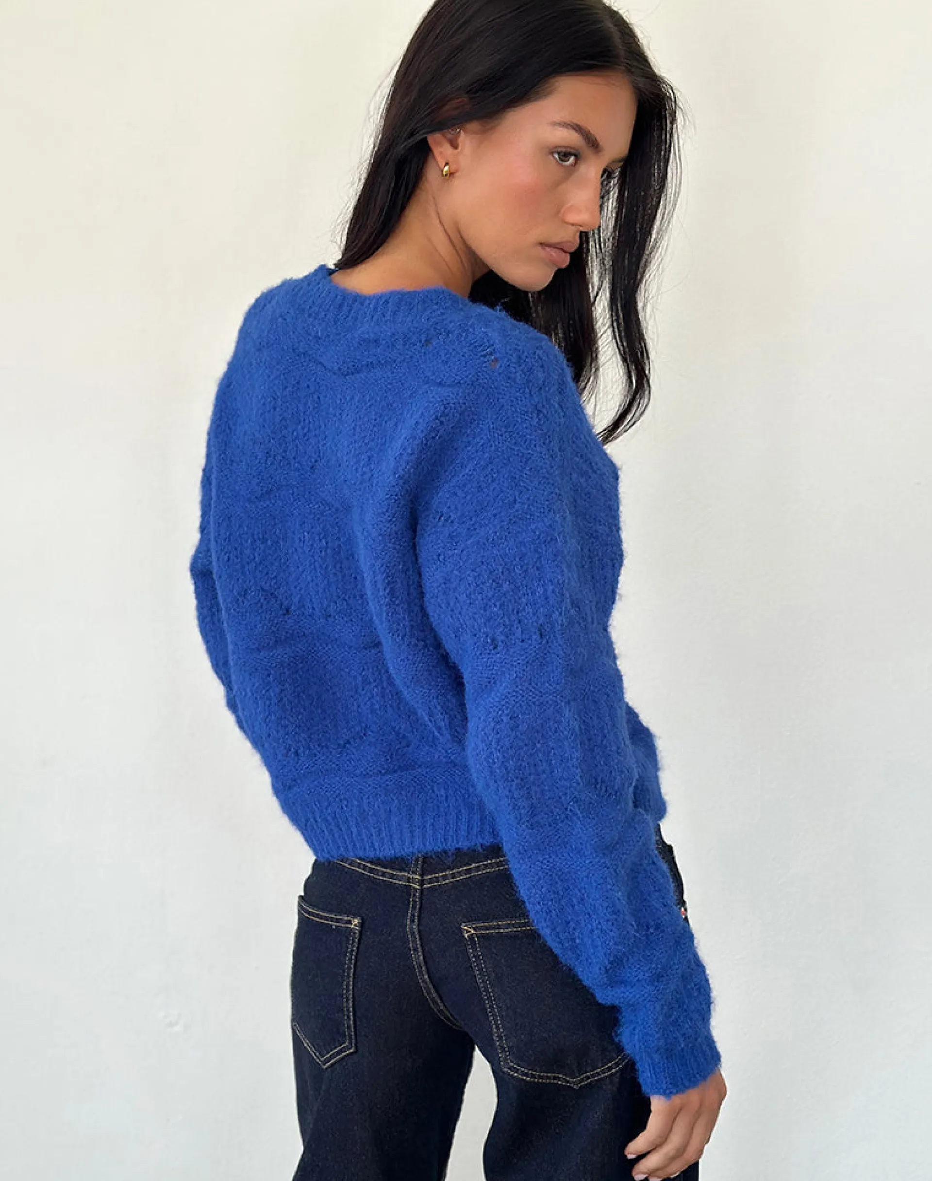 Motel Rocks Cardigans-Luciana Cardigan in Cobalt Blue CobaltBlue