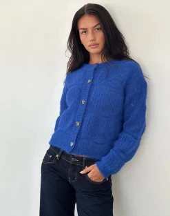 Motel Rocks Cardigans-Luciana Cardigan in Cobalt Blue CobaltBlue