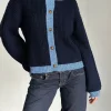 Motel Rocks Cardigans-Luciana Cardigan in Contrast Navy ContrastNavy