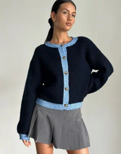 Motel Rocks Cardigans-Luciana Cardigan in Contrast Navy ContrastNavy