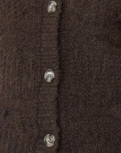Motel Rocks Cardigans-Luciana Textured Knit Cardi in Dark Brown DarkBrown